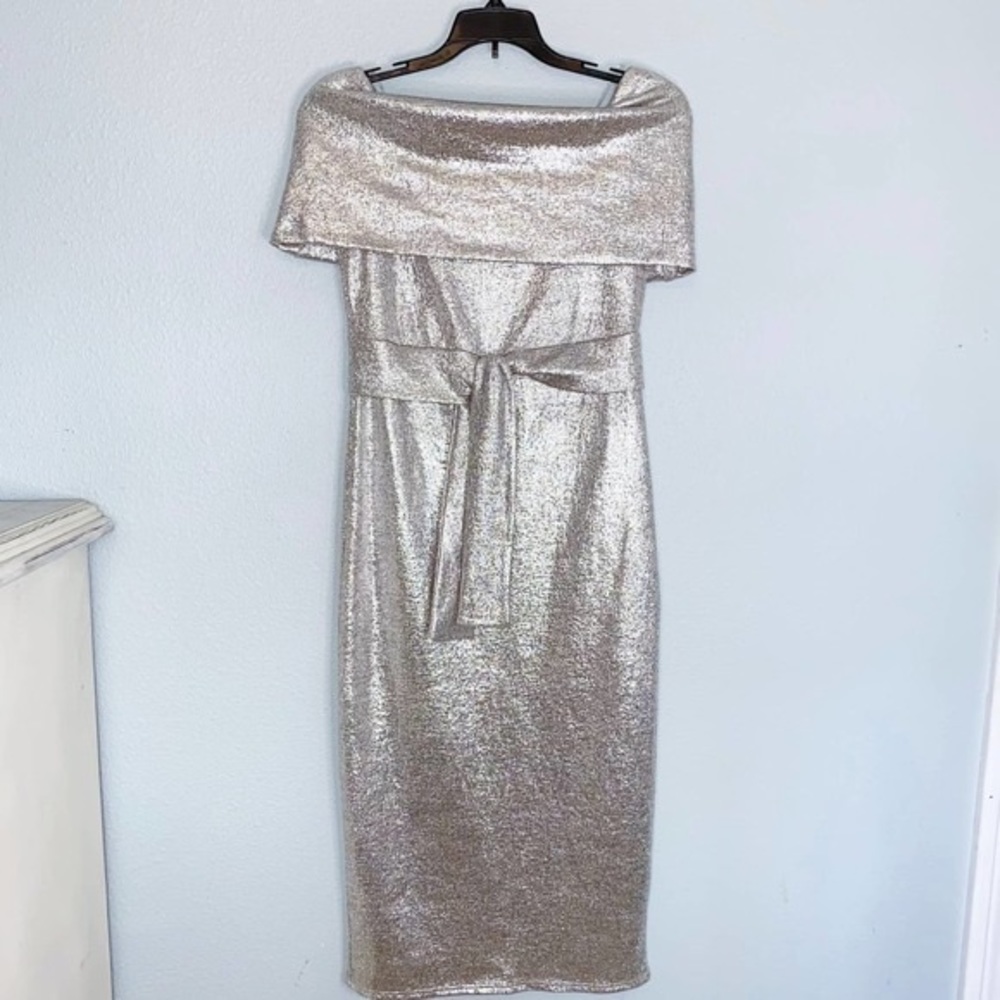 *NWOT* Silver metallic holiday midi dress by Vici